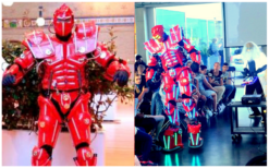 Futuristische Led Robot Red en confetti shooters: Een unieke act voor elk evenement! Boek nu voor een onvergetelijke show!
