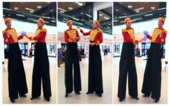 a man standing on tall legs wearing a uniformPiccolo’s de Luxe Steltenlopers: Een stijlvol en uniek welkom! 🎩✨ Deze elegante Piccolo’s de Luxe Steltenlopers zorgen voor een warm en luxe ontvangst. Met hun speelse charme en gedienstige houding verwelkomen ze jouw gasten op een unieke manier. Solo of als duo, ze maken elk evenement extra bijzonder! Of het nu gaat om een beurs, feest, animatie-act of zelfs een casinothema, deze steltenlopers passen overal bij. Hun stijlvolle uitstraling en oog voor detail zorgen voor een verfijnde sfeer. Boek nu en geef jouw evenement een chique en dynamische start!