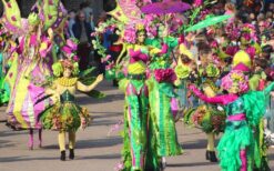 Kleurrijke lente parade met bloemendames en feetjes op stelten. Deze vrolijke mobiele act brengt direct een frisse lentesfeer op festivals, winkelcentra, braderieën en evenementen met een bloemen- of lentethema.
