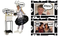 Stap in de wereld van strips! In een uniek letterkostuum met tekstballonnen laat deze act uw gasten poseren voor hilarische foto's, direct geprint als aandenken.
