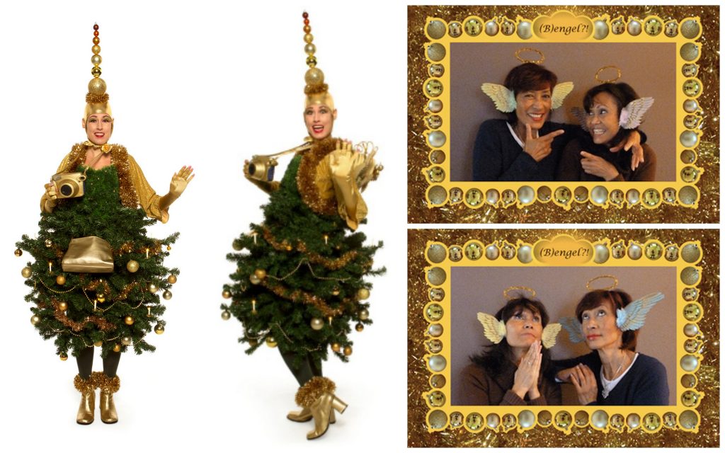 Laat uw gasten kiezen: engel of bengel? Met deze kerst-foto-act poseren ze met 3D-vleugeltjes voor hemelse foto's, direct geprint met uw feestelijke boodschap!