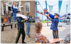 Kapitein en Matroos verrassen met acrobatiek en lofzangen op de Hollandse wateren. Het publiek wordt actief betrokken als bemanning. Een ode vol spektakel en humor!