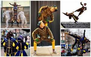De Lenige Pieten Acrobaten zorgen voor magisch Sint-entertainment met acrobatische stunts en interactieve shows. Perfect voor elk evenement, met extra beleving door Pieten Steltenlopers!