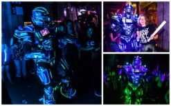 LED Robot Blue boeken? Spectaculaire futuristische act met blauwe LED en confetti. Perfect voor bedrijfsfeesten, openingen en festivals.