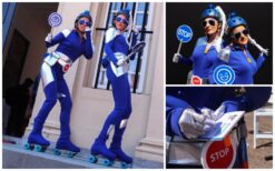 Rollerskate politie act met interactieve performers. Mobiel straattheater met crowd control en dans voor festivals en evenementen.